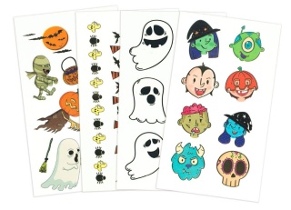TATUAŻE NA HALLOWEEN ŚWIECĄCE W CIEMNOŚCI 1 arkusz
