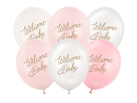 BALONY LATEKSOWE WELCOME BABY RÓŻOWE 30cm 6szt. BALONY NA POWITANIE MALUSZKA