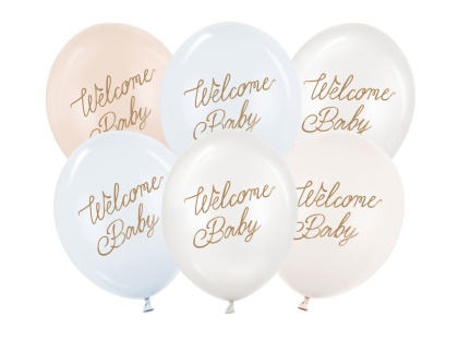 BALONY LATEKSOWE WELCOME BABY NIEBIESKIE 30cm 6szt. BALONY NA POWITANIE MALUSZKA
