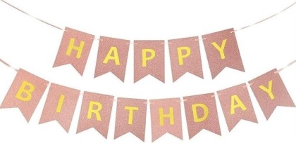 BANER URODZINOWY RÓŻOWE ZŁOTO GIRLANDA HAPPY BIRTHDAY ZŁOTY NAPIS