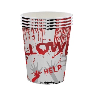 KUBKI PAPIEROWE NA HALLOWEEN BLOOD 6szt. KUBECZKI JEDNORAZOWE