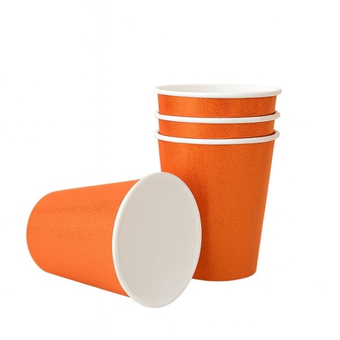 POMARAŃCZOWE KUBKI PAPIEROWE 6szt. KUBECZKI JEDNORAZOWE