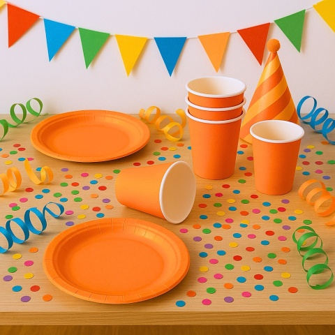POMARAŃCZOWE KUBKI PAPIEROWE 6szt. KUBECZKI JEDNORAZOWE