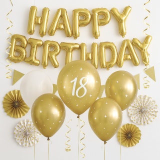 ZŁOTE BALONY NA 18 URODZINY 30cm 6szt. BALONY GLOSSY Z LICZBĄ 18