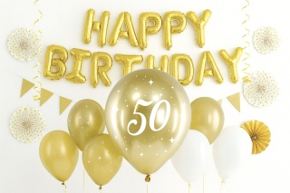 ZŁOTE BALONY NA 50 URODZINY 30cm 6szt. BALONY GLOSSY Z LICZBĄ 50