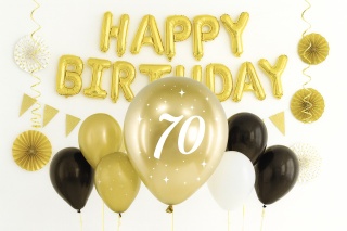 ZŁOTE BALONY NA 70 URODZINY 30cm 6szt. BALONY GLOSSY Z LICZBĄ 70