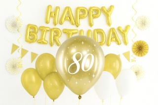ZŁOTE BALONY NA 80 URODZINY 30cm 6szt. BALONY GLOSSY Z LICZBĄ 80