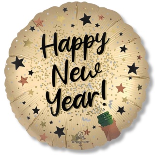 BALON HAPPY NEW YEAR ZŁOTY 45cm BALON NA SYLWESTRA