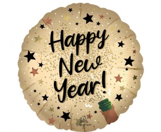 BALON HAPPY NEW YEAR ZŁOTY 45cm BALON NA SYLWESTRA
