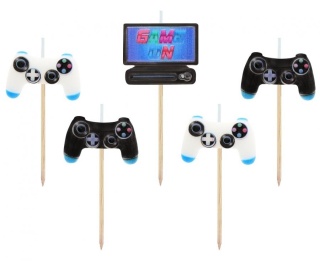 ŚWIECZKI URODZINOWE GAMER PADY 5szt. ŚWIECZKI DLA GAMERA