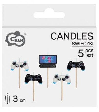 ŚWIECZKI URODZINOWE GAMER PADY 5szt. ŚWIECZKI DLA GAMERA