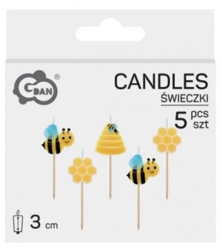 ŚWIECZKI URODZINOWE PSZCZÓŁKI 5szt. ŚWIECZKI PSZCZÓŁKI
