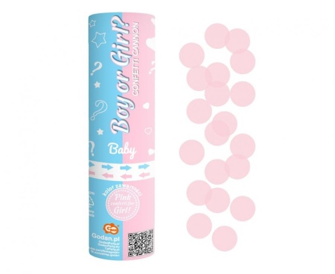 TUBA Z KONFETTI RÓŻOWYM 15cm BOY OR GIRL GENDER REVEAL
