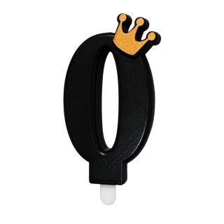 CZARNA ŚWIECZKA CYFRA 0 Z KORONĄ ŚWIECZKA NA URODZINY