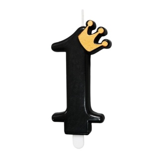 CZARNA ŚWIECZKA CYFRA 1 Z KORONĄ ŚWIECZKA NA URODZINY