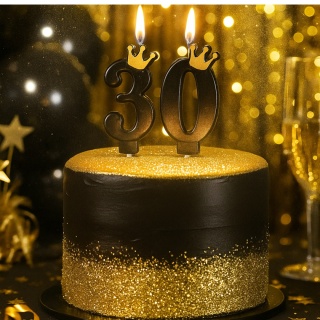 CZARNA ŚWIECZKA CYFRA 3 Z KORONĄ ŚWIECZKA NA URODZINY