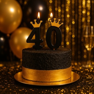 CZARNA ŚWIECZKA CYFRA 4 Z KORONĄ ŚWIECZKA NA URODZINY