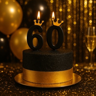 CZARNA ŚWIECZKA CYFRA 6 Z KORONĄ ŚWIECZKA NA URODZINY