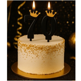 CZARNA ŚWIECZKA CYFRA 7 Z KORONĄ ŚWIECZKA NA URODZINY