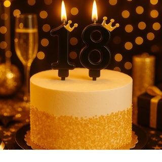 CZARNA ŚWIECZKA CYFRA 8 Z KORONĄ ŚWIECZKA NA URODZINY