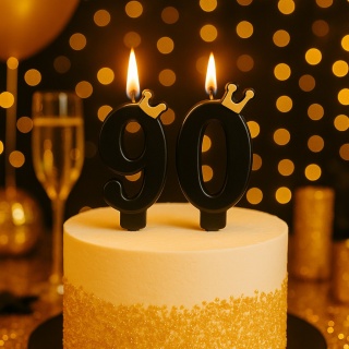 CZARNA ŚWIECZKA CYFRA 9 Z KORONĄ ŚWIECZKA NA URODZINY