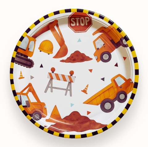 PAPIEROWE TALERZYKI NA BUDOWIE 6szt. TALERZYKI JEDNORAZOWE 18cm