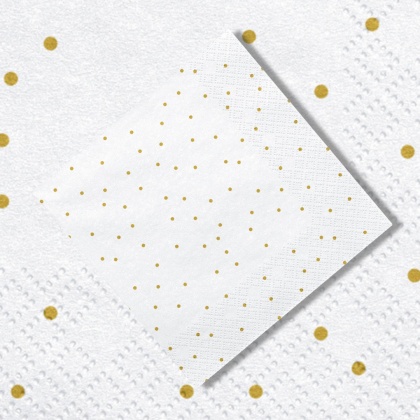 BIAŁE SERWETKI W ZŁOTE KROPKI 20szt. 33x33cm TRÓJWARSTWOWE