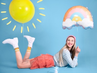 BALON FOLIOWY PASTELOWA TĘCZA 55cm BALON TĘCZA