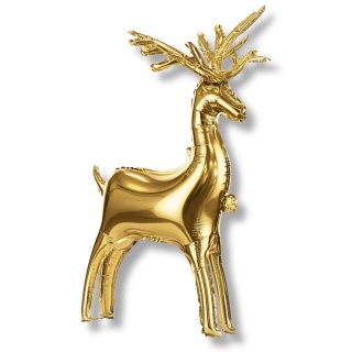 STOJĄCY BALON FOLIOWY ZŁOTY RENIFER 124x80cm NAPEŁNIANY POWIETRZEM