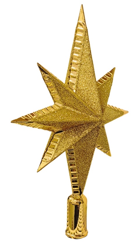 CZUBEK NA CHOINKĘ GWIAZDA 30cm ZŁOTA ZE ZŁOTYM BROKATEM