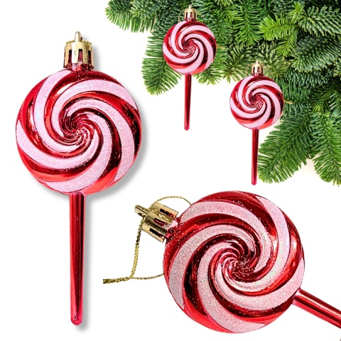 CZERWONE LIZAKI CUKIERKI ZAWIESZKI NA CHOINKĘ 4szt.