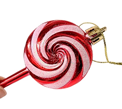 CZERWONE LIZAKI CUKIERKI ZAWIESZKI NA CHOINKĘ 4szt.