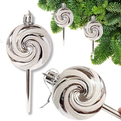 SREBRNE LIZAKI CUKIERKI ZAWIESZKI NA CHOINKĘ 4szt.