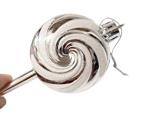 SREBRNE LIZAKI CUKIERKI ZAWIESZKI NA CHOINKĘ 4szt.