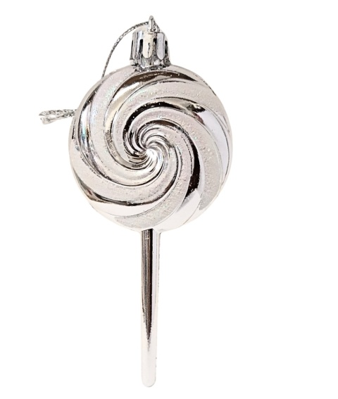 SREBRNE LIZAKI CUKIERKI ZAWIESZKI NA CHOINKĘ 4szt.