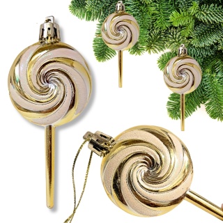 ZŁOTE LIZAKI CUKIERKI ZAWIESZKI NA CHOINKĘ 4szt.