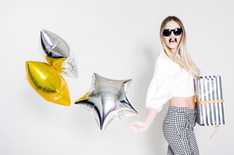 BALON FOLIOWY GWIAZDKA ZŁOTA 48cm URODZINY SYLWESTER