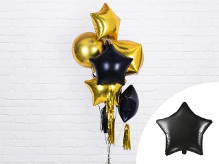 BALON FOLIOWY GWIAZDKA CZARNA 48cm URODZINY SYLWESTER