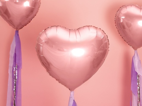 BALON FOLIOWY SERCE RÓŻOWE ZŁOTO 45cm URODZINY WALENTYNKI
