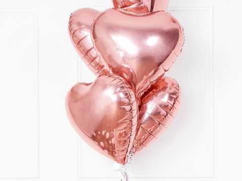 BALON FOLIOWY SERCE RÓŻOWE ZŁOTO 45cm URODZINY WALENTYNKI