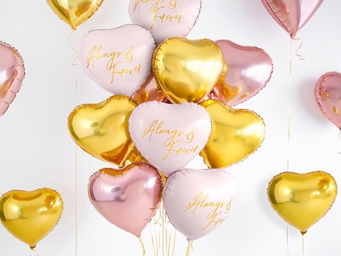 BALON FOLIOWY SERCE RÓŻOWE ZŁOTO 45cm URODZINY WALENTYNKI