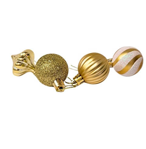 ZŁOTE BOMBKI 11szt. ZESTAW BOMBEK 4cm MIX KSZTAŁTÓW