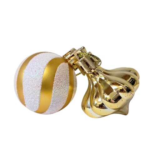 ZŁOTE BOMBKI 11szt. ZESTAW BOMBEK 4cm MIX KSZTAŁTÓW