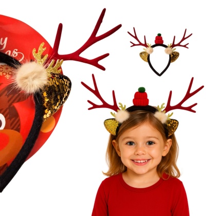 ŚWIĄTECZNA OPASKA Z POROŻEM OPASKA RENIFER