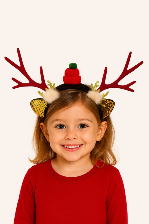 ŚWIĄTECZNA OPASKA Z POROŻEM OPASKA RENIFER