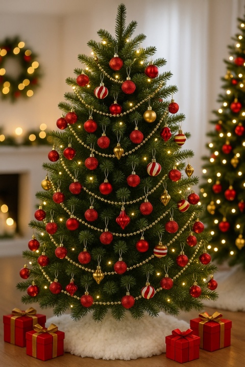 CZERWONE BOMBKI 11szt. ZESTAW BOMBEK 4cm MIX KSZTAŁTÓW