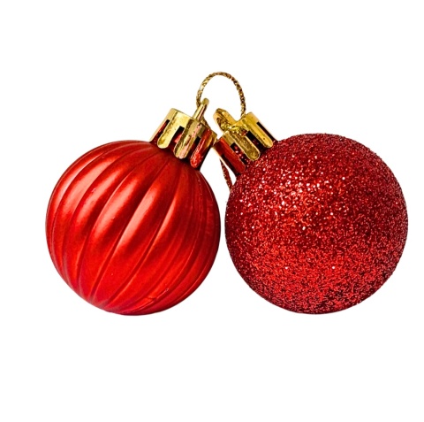 CZERWONE BOMBKI 11szt. ZESTAW BOMBEK 4cm MIX KSZTAŁTÓW