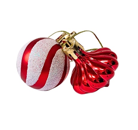 CZERWONE BOMBKI 11szt. ZESTAW BOMBEK 4cm MIX KSZTAŁTÓW