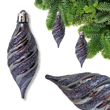 GRAFITOWE ŚWIDERKI Z BROKATEM ZAWIESZKI NA CHOINKĘ 6szt.
