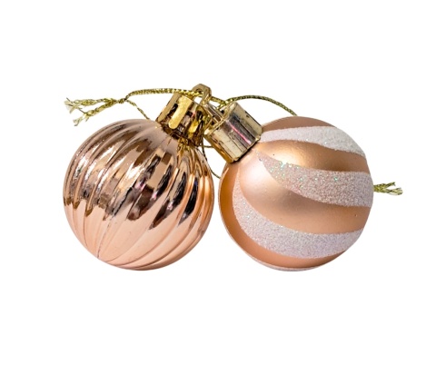 BOMBKI RÓŻOWE ZŁOTO 24szt. ZESTAW BOMBEK 4cm MIX KSZTAŁTÓW